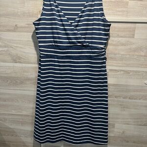 Striped Navy and White Sleeveless Dress